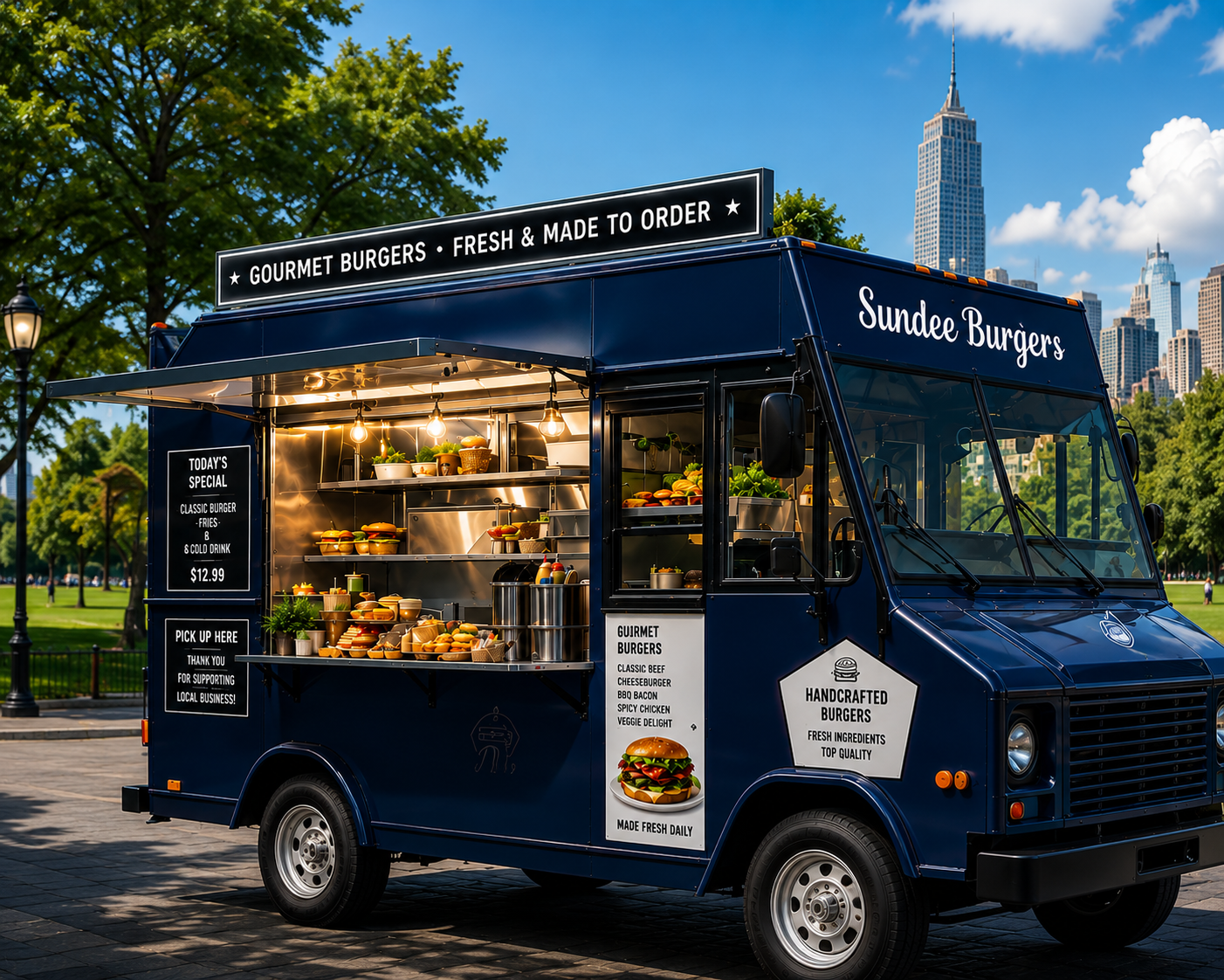 Blue Haven Burgers — daytime, NYC waterfront